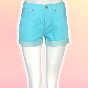 LEVI'S 501 Original Button Fly Cuffed Hem Denim Short Sz 28 Blue